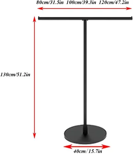 Vista 6 de GZHERVICES Soporte de exhibición de ropa para mujer, soporte de almacenamiento y exhibición de ropa en forma de T, perchero de metal resistente Negro