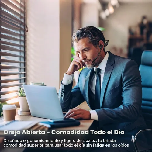 Vista 3 de Auriculares de oreja abierta con micrófono, auriculares Bluetooth de doble conexión con micrófono (cancelación de ruido AI), auriculares Bluetooth