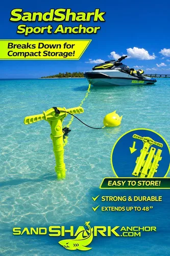 Vista 4 de SandShark - Anclaje para barco deportivo y anclaje para moto acuática. Poste de anclaje de agua poco profunda para barco y PWC. Kit de anclaje