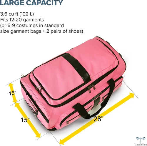 Vista 3 de Travolution Dance Bag with Garment Rack, 28 Inch Rolling Duffel With Wheels, Ideal for Competitions & Travel, Easy-assembly Lightweight Aluminum