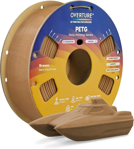 Vista 26 de OVERTURE - Filamento PETG de 1/16 de pulgada (1.75 mm) para impresora 3D y FDM, bien enrollado, duradero, carrete de 4.4 libras, dureza firme