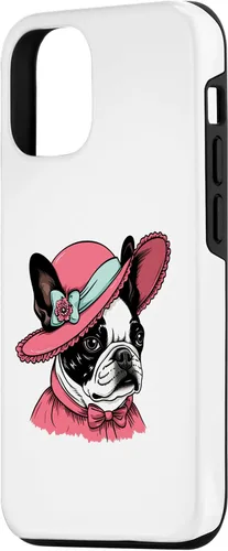 Vista 2 de Carcasa victoriana para iPhone 14 Boston Terrier English Lady Funny Dog