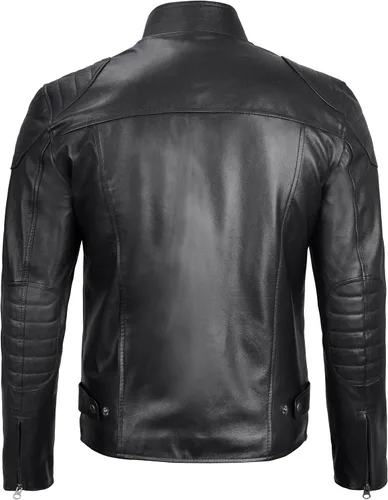 Vista 5 de fjackets Chaquetas de cuero real Cafe Racer para hombre, estilo atemporal y artesanía inigualable