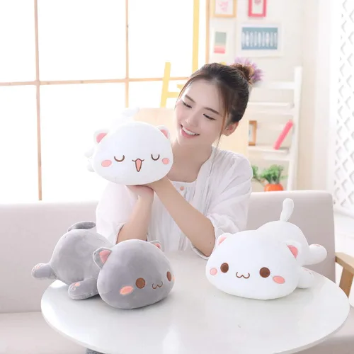 Vista 3 de Juguete de peluche con forma de animales, cojín de peluche con forma de gato para niñas