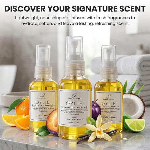 Vista 7 de QTICA Oylie Spray On Total Repair - Aceite corporal ligero en aerosol con jojoba natural y aceite de argán para una humedad instantánea, acabado