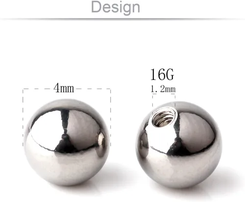 Vista 3 de Ruifan Bolitas de repuesto para piercings. Joyas para el cuerpo. Paquete de 10 bolitas para piercing de 16 y 14 gramos.