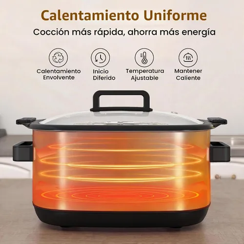 Vista 5 de Sunvivi Cocina múltiple 12 en 1, olla de cocción lenta programable de 6.5 cuartos de galón con temporizador y control de temperatura, ajuste