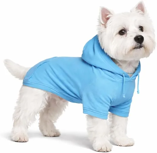 Vista 30 de Lovelonglong Sudadera básica con capucha para perros, 100% algodón, se adapta a perros pequeños, medianos y grandes, color negro, XS