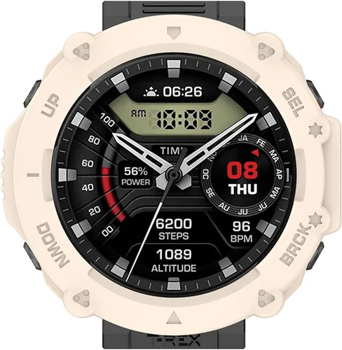 Vista 4 de Funda protectora compatible con Amazfit T-Rex Ultra Watch, TPU suave a prueba de golpes, funda protectora de marco para reloj inteligente, 2 Beige