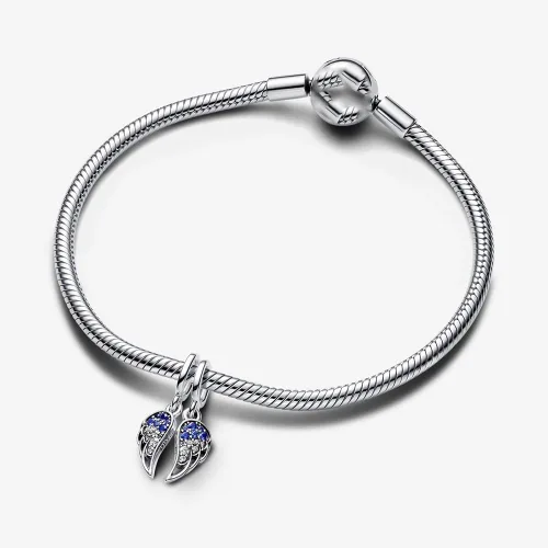 Vista 3 de Bellestory - Alas de ángel brillantes con dije de plata de ley con forma de corazón de cristal para mujer