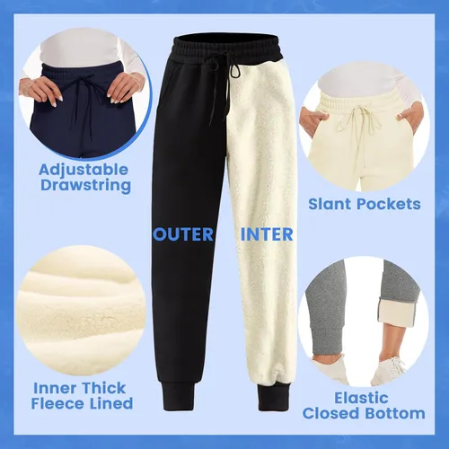 Vista 3 de GAYHAY Leggings con forro polar para mujer Pantalones de yoga cálidos de invierno de cintura alta para entrenamiento, control de abdomen, leggings