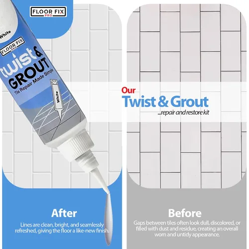 Vista 3 de Floor-Fix Pro Twist & Grout Kit de reparación – Reparación de lechada impermeable premezclada & Alternativa de bolígrafo de pintura de lechada