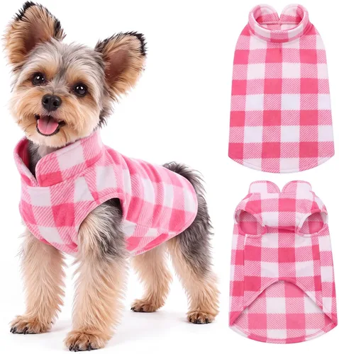Vista 14 de Kuoser Chaleco de vellón para perro, suéter a cuadros para perro con Rojo Plaid