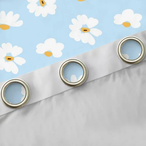 Vista 5 de Castle Fairy Daisy Florals Curtains for Living Room,Cartoon Wildflowers Window Drapes Bedroom Blackout,Retro Country Style Window Treatment Grommet