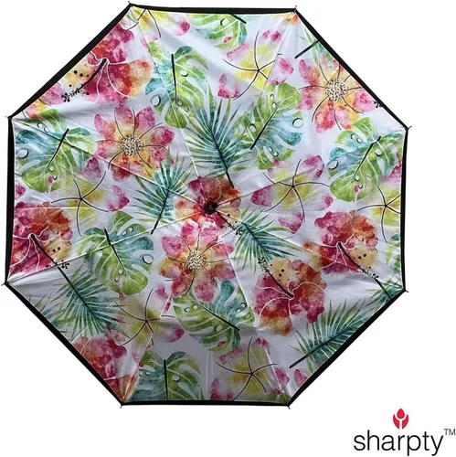 Vista 2 de Sharpty - Paraguas invertido, resistente al viento para mujer con protección UV, con mango en forma de C