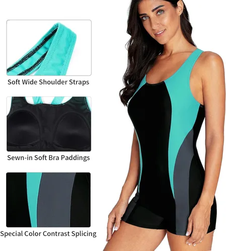Vista 5 de CharmLeaks Traje de baño de una pieza para mujer, traje de baño atlético de regazo