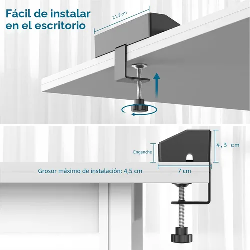 Vista 6 de JXGUCAT - Regleta de alimentación con abrazadera de escritorio con estación de carga rápida de 40 W, enchufe plano de 10 pies, protector contra