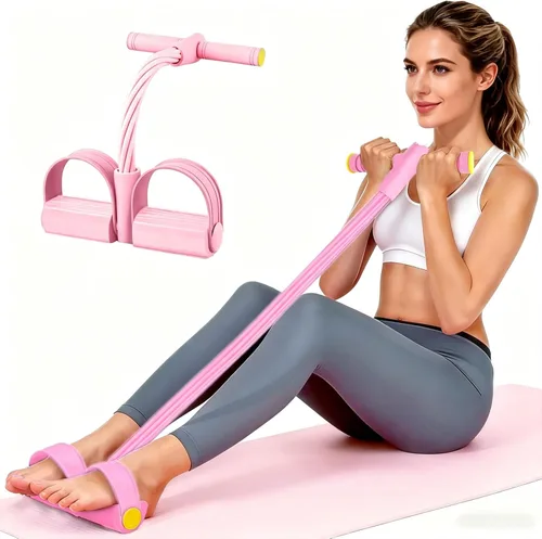 Vista 11 de Pedal Resistance Band with Handle, 6-Tube Natural Rubber Exercise Bands Upgraded Foot Pedal Resistance Bands for Working Out, Multifunction Púrpura