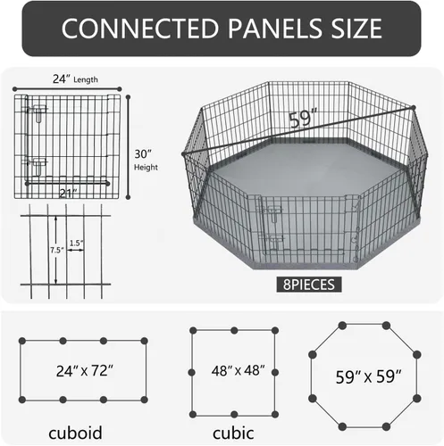 Vista 52 de PETIME - Corral plegable de metal para ejercicio de perros/Parque de juegos para cachorros con 8 paneles para interior/exterior, valla de patio