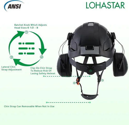 Vista 5 de Safety Helmet Hard Hat with Visor and Hearing Protection Vented ANSI Z89.1 Approved Work Helmet for Forestry Chainsaw Arborist Logging Helmet