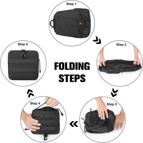 Vista 5 de G4Free Mochila ligera plegable de 30L para viajes de senderismo, mochila plegable resistente al agua para hombres y mujeres (negro)