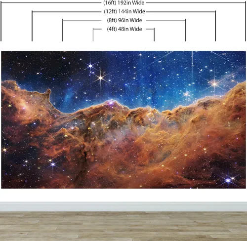 Vista 4 de Foto de la nebulosa Carina de los acantilados cósmicos (imagen de NIRCam) NASA. mural de pared espacial Galaxy Nebula Papel tapiz para despegar