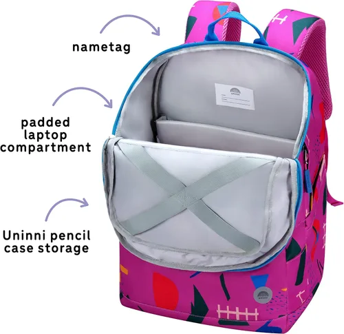 Vista 6 de Mochila para niños de 16 pulgadas para niñas y niños a partir de 6 años con correas de hombro ajustables. Se adapta a una altura de 3 pies 9