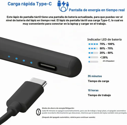 Vista 2 de Lápices ópticos para pantallas táctiles, lápiz para tableta con pantalla de energía, punta POM, lápiz táctil digital magnético compatible