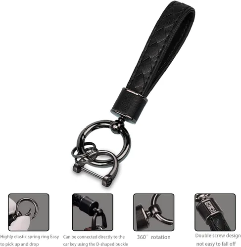 Vista 4 de Llavero del coche de cuero genuino,Accesorios universales de la cadena del metal de servicio pesado,Llavero del llavero del coche