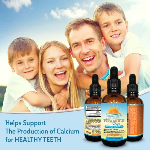 Vista 5 de Gotas de vitamina D para bebés, niños y adultos, líquido puro D3, cuentagotas de dosis fácil, suministro de 2 onzas de Natural Health Goodies