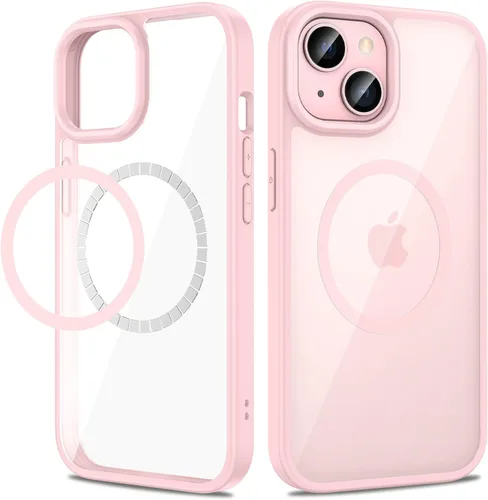 Vista 12 de VEGO Funda para iPhone 13 y iPhone 14, con imanes integrados, parte trasera de policarbonato duro transparente + funda delgada de TPU suave