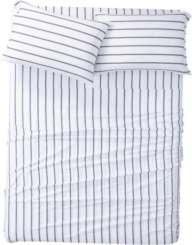 Vista 5 de Truly Soft Everyday - Juego de sábanas de microfibra y fundas de almohada, colección Ticking Stripe, color blanco y azul marino, (SS3864WNTW-4700)