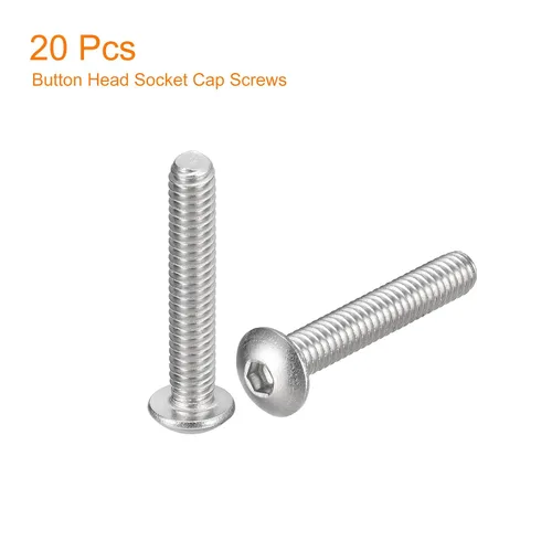 Vista 3 de Uxcell tornillos de cabeza de botón #8-32x1, 20 unidades, pernos hexagonales de acero inoxidable 304, tornillos de rosca completa con cabeza