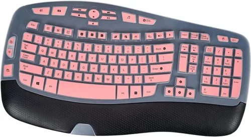 Vista 11 de Funda protectora para teclado Logitech K350 MK570 MK550, vinilo adhesivo para teclado Logitech K350 MK550 MK570, funda protectora de onda Negro