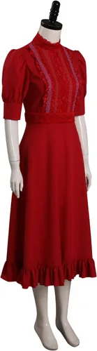 Vista 4 de Disfraz de película de terror para cosplay, vestido rojo para adultos, mujeres, fiesta de Halloween para mujeres