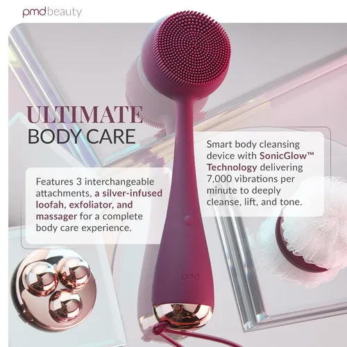 Vista 2 de PMD Beauty Clean Body - Elecrtic Smart Cleansing Device with Silicone Brush & Three Interchangeable Attachments to Cleanse, Exfoliate, & Massage Body