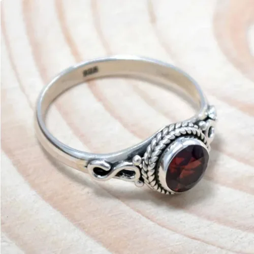 Vista 5 de Christmas Day Gifts Ring, Garnet ring, Solid 925 Silver Ring, Unique Design Ring, Statement Ring, Best Mother Gifts, Artisan Jewelry, Garnet