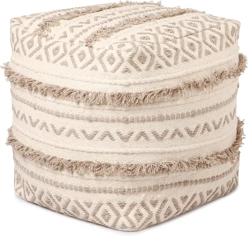 Vista 20 de REDEARTH · Puf otomano acolchado con relleno, textura de almacenamiento, cubo de granos, puf, reposapiés para sala de estar, dormitorio, guardería