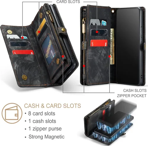 Vista 2 de Asuwish Funda de teléfono para Samsung Galaxy A53 5G 2022 con cierre de cremallera, funda desmontable con protector de pantalla de vidrio templado