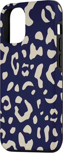Vista 2 de Funda con estampado de leopardo azul marino beige para iPhone 15