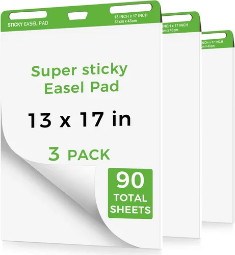 Vista 8 de Almohadillas adhesivas de caballete de 13 x 17 pulgadas, paquete de 3 hojas de papel de anclaje para profesores, papel autoadhesivo con parte
