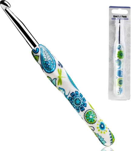 Vista 11 de 2.25mm Gancho de Ganchillo Looen, Mango Ergonómico para Manos Artríticas, Agujas de Tejer de Goma Suave Extra Largas para Principiantes de Crochet