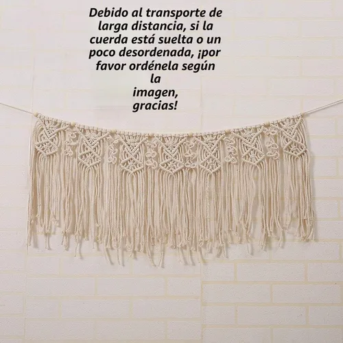 Vista 2 de Guirnalda de macramé para colgar en la pared del cuarto del bebé, decoración de pared bohemia para el hogar, dormitorio, boda, decoración de primer