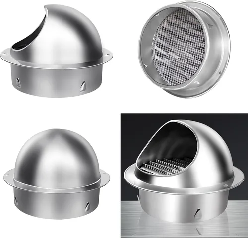 Vista 5 de Stainless Steel Chimney Cowl Cap,Round Wall Vent Outlet Cover,Range Hood Exhaust Pipe Air Outlet,Exterior Wall Windshield Rainproof Ventilating