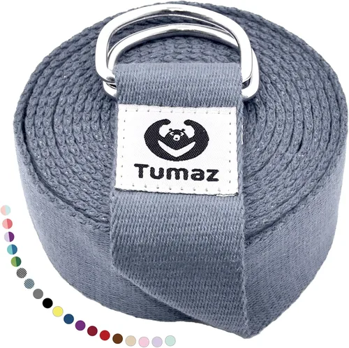Vista 19 de Tumaz Yoga Strap for Stretching with Adjustable D-Ring, 6/8/10 ft Adjustable D-Ring Soft Cotton Blend 15+ Colors Non-Elastic Yoga Belt for