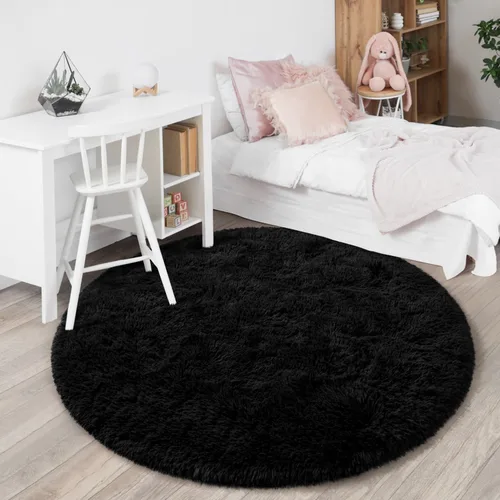Vista 6 de Alfombra Redonda para Dormitorio, Alfombras de Área Circulares Suaves y Esponjosas de 4x4 pies para Cuarto de Niños y Niñas, Habitación Infantil