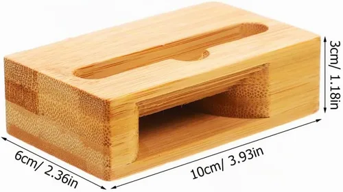 Vista 7 de Soporte de madera de bambú para teléfono con amplificador de sonido, soporte universal de escritorio para ver videos y llamadas, compacto, 3.9 x 2.4