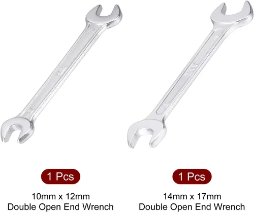 Vista 3 de uxcell Llave métrica de doble extremo abierto de 0.394 in x 0.472 in, 0.551 in x 0.669 in, apertura en forma de U, acero 45 # para bricolaje a mano