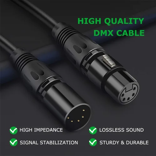 Vista 2 de HOSONGIN Adaptador de cable XLR DMX de 5 pines, 5 pies