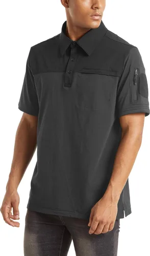Vista 2 de MAGNIVIT Polo de manga corta para hombre, de secado rápido, militar, táctico, sin botones